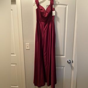 Wine floor length black tie dress NWT